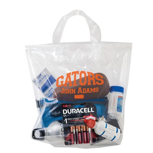 Custom Printed Crystal Clear Stadium Security Fused Soft Loop Handle Bag (12"x12"x6") - Flexo Ink - 19SL12126-FI